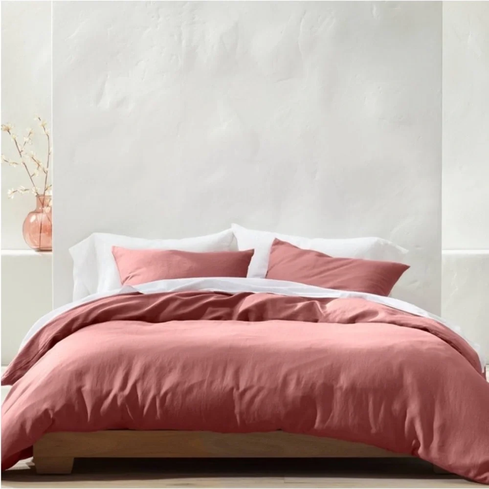 Casaluna F/Q Heavyweight Rose Linen Blend Duvet Cover Set